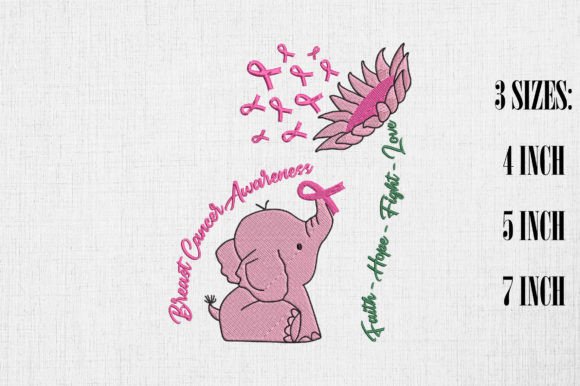 Breast Cancer Sunflower Pink Elephant Embroidery Design Review