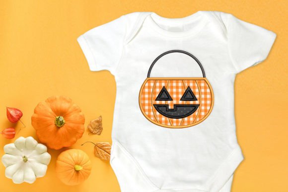 Halloween Pumpkin Pail Applique for Business Branding